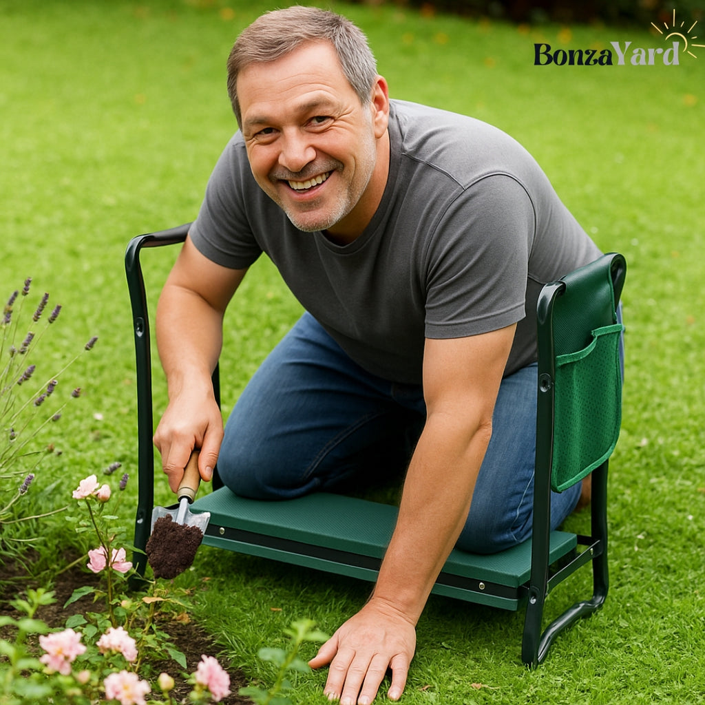 Bonza Yard Kneeler (2-in-1 Kneeler & Bench With Storage Pouches)