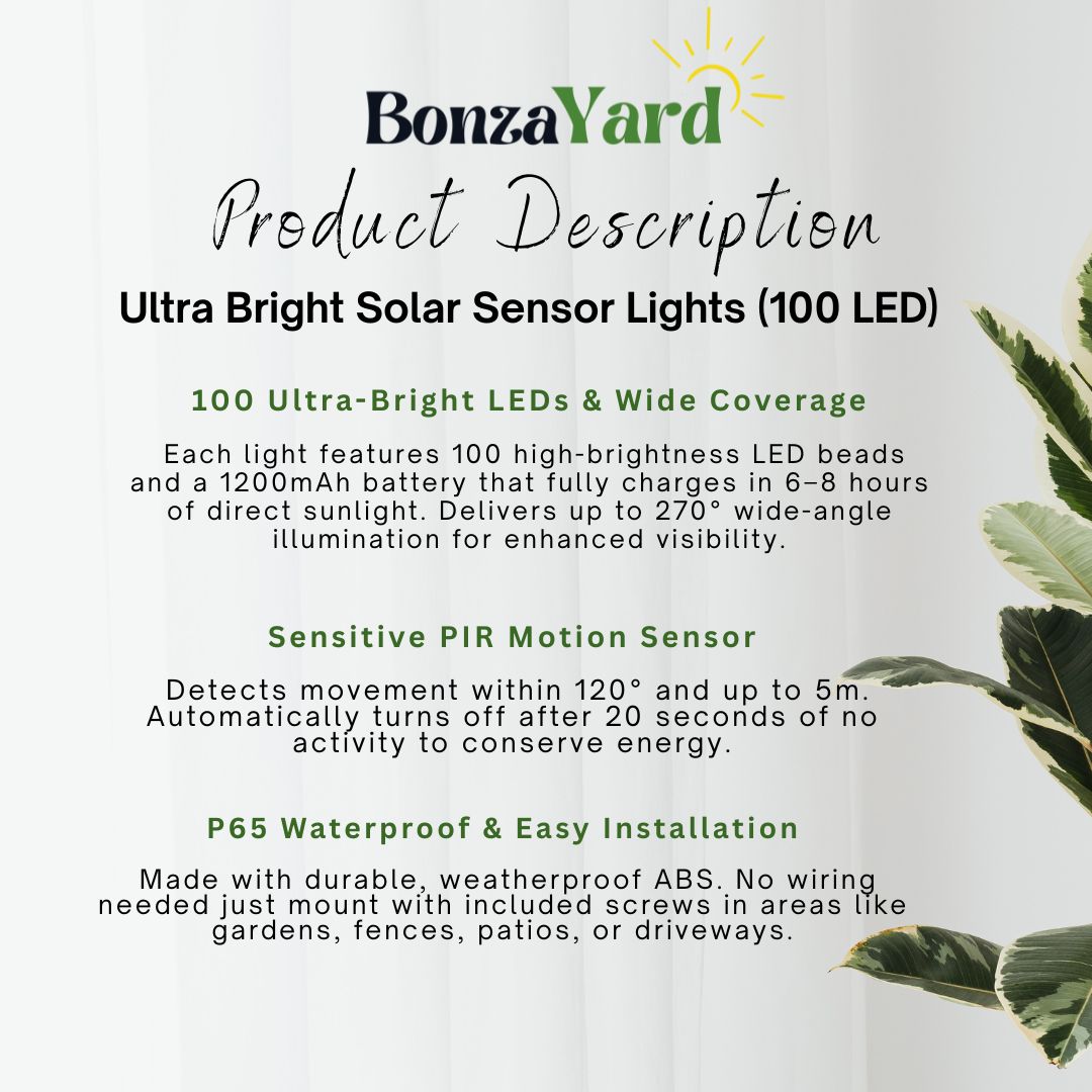 (Set Of 4)  BonzaYard Ultra Bright Sensor Solar Lights  (100 LED)