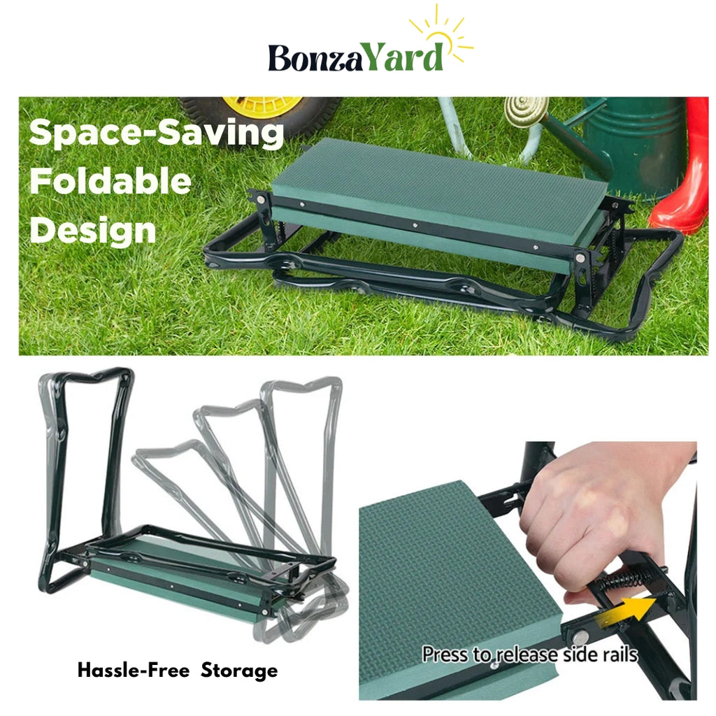Bonza Yard Kneeler (2-in-1 Kneeler & Bench With Storage Pouches)