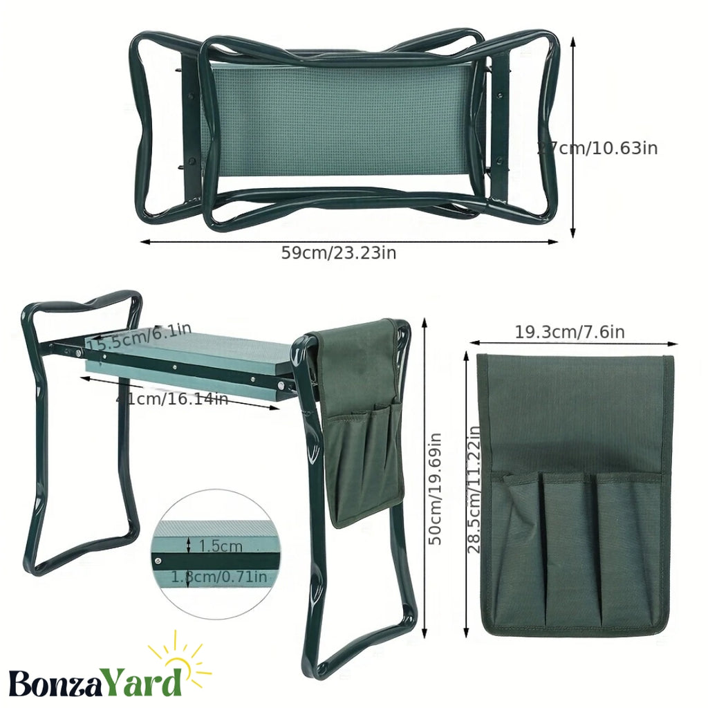 Bonza Yard Kneeler (2-in-1 Kneeler & Bench With Storage Pouches)